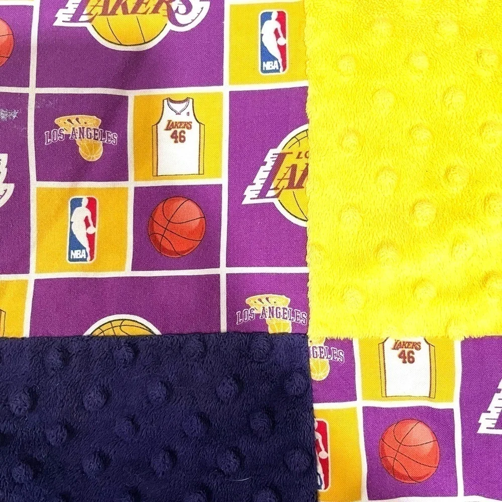 LOS ÁNGELES LAKERS inspired handmade patchwork baby quilt blanket